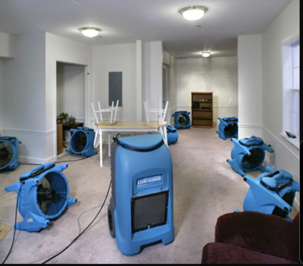 Air movers and dehumidifier setup for Water Extraction & Removal in Delray Beach